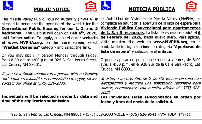 public notices for waiting list opening